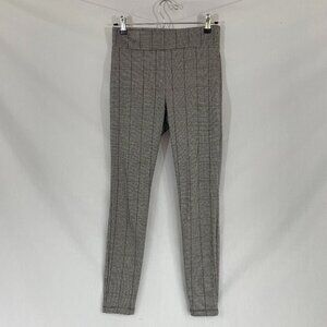 LOFT Women's Gray and Tan Plaid Leggings Size S